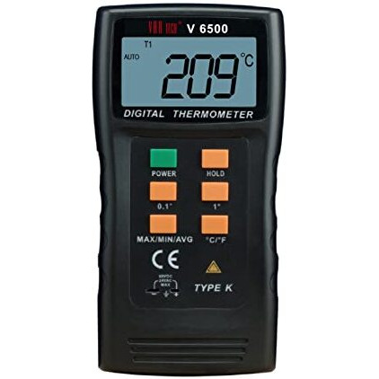 Var Tech Digital Thermometer V 6500 K Type Thermocouple -150 C To 1300 C Industrial Use With Rod Type And Bead Type Probe Data Hold Min/Max/Avg Auto Power Off, Accurate Temperature Measurment