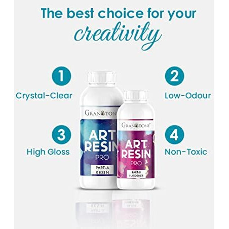Granotone Crystal Clear Uv-Resistant Epoxy Resin Art Kit, Long-Lasting, Smooth Finish, Non-Toxic, Easy To Use With Self-Leveling, Suitable For Jewellery And Keychain Making, 300 Grams
