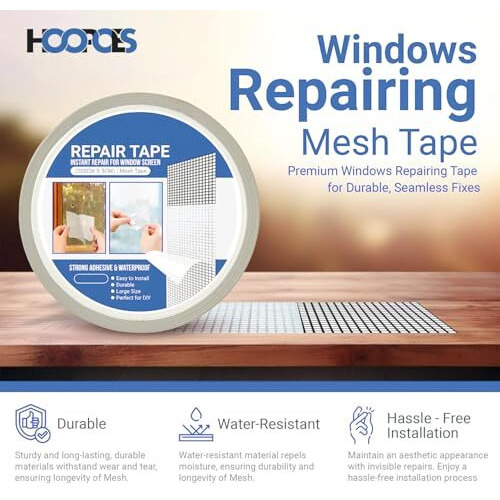 Hoopoes Mosquito Net Repair Tape | Strong Adhesive & Waterproof Window Mosquito Net Covering Mesh Tape For Door Tears Holes Screen Patch Repair (200Cm X 5Cm) (Pack Of 1)
