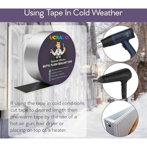 Ucravo Super Strong Adhesive Waterproof Permanent Repair Aluminum Butyl Tape Rubber Foil Suitable For Roof Leak, Surface Crack, Window Sill Gap, Boat Sealing, Home Renovation(5Cm*5M), Silver
