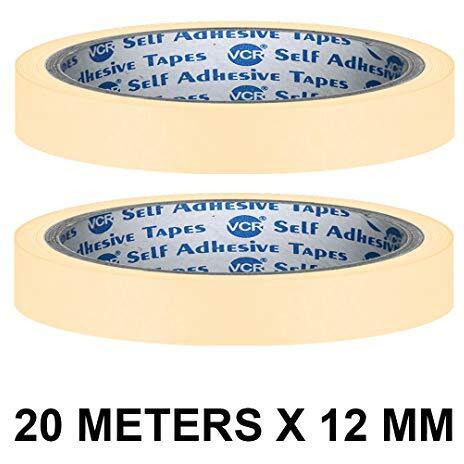 Vcr Masking Tape - 20 Meters In Length 12Mm / 0.5" Width - 2 Rolls Per Pack - Easy Tear Tape, Best For Carpenter, Labelling, Painting And Leaves No Residue After A Peel.