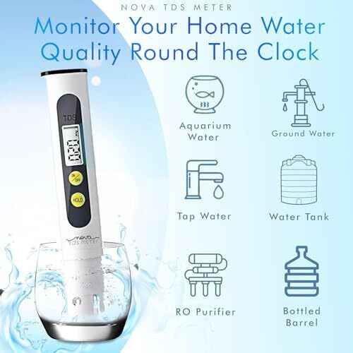 Nova Lint Remover Tds Meter For Water Testing High-Precision Water Tds Meter Digital For Home, Drinking Water, And Aquariums - Accurate And Reliable Water Quality Tester Kit | 1 Year Warranty