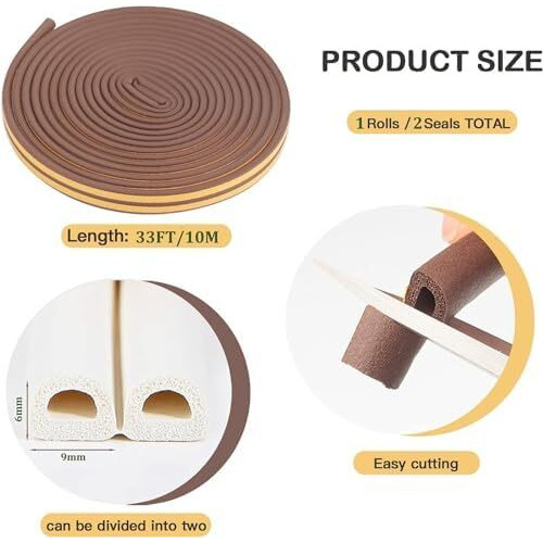 Alwafli Self-Adhesive Door And Window Seal Strip || Soundproof Door Bottom Sealing Strip For Noise Gap Blocker || Waterproof, Dustproof, Noiseproof, Bug, Draft Protector Rubber Strip (Dark Br)