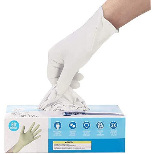 Kashi Surgicals Latex Powdered Examination Disposable Hand Gloves - Medium, White Pack Of (80 Pieces / 40 Pairs)