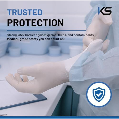 Kashi Surgicals Latex Powdered Examination Disposable Hand Gloves - Medium, White Pack Of (80 Pieces / 40 Pairs)