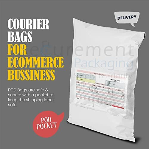 Securement Courier Bag/Envelopes/Pouches/Cover 10X12 (Pack Of 100) Temper Proof Plastic Polybags For Shipping/Packing (With Sealking Pod)