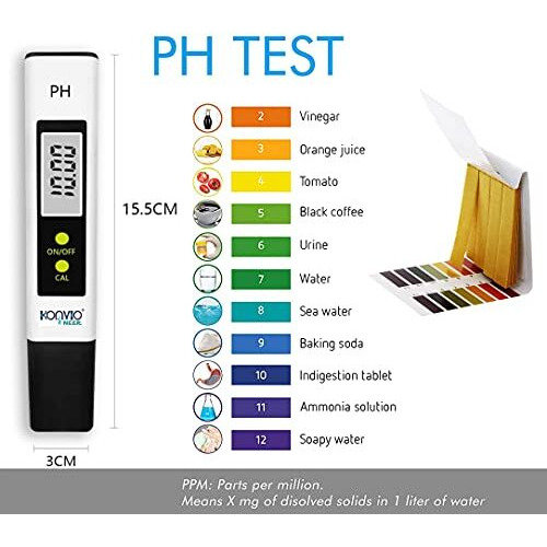 Konvio Neer Total Ph Meter,Tds Meter And Ph Strip Combo, Full Water Testing Kit With Buffer Powder
