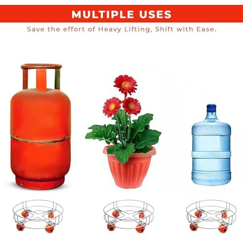 Panca Heavy & Strong Stainless Steel Cylinder Trolley With Wheels| Gas Trolly/Lpg Gas Cylinder Stand (Pack Off 1)