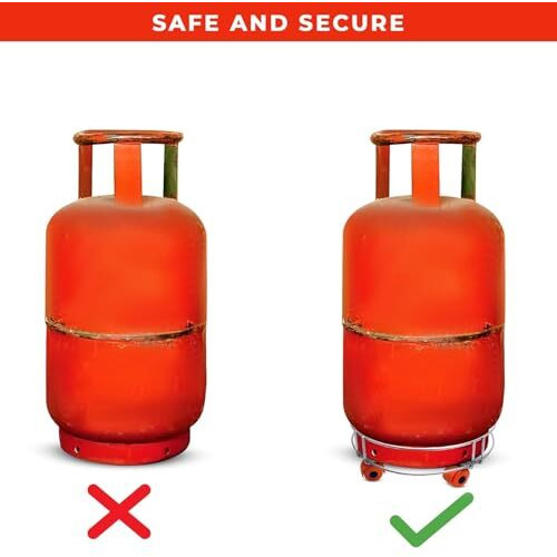 Panca Heavy & Strong Stainless Steel Cylinder Trolley With Wheels| Gas Trolly/Lpg Gas Cylinder Stand (Pack Off 1)