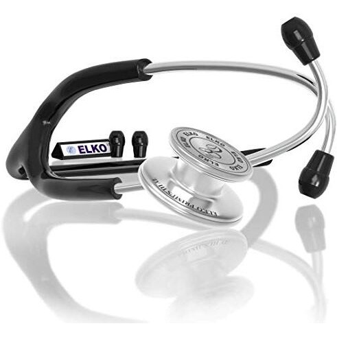 Elko El-160 Primus Iii Al Aluminum Head Stethoscope For Doctors And Medical Students | Double Sided Chest Piece For Adult & Pediatric Patients | U-Shaped Pvc Tubing | Soft Sealing Ear Knobs (Black)