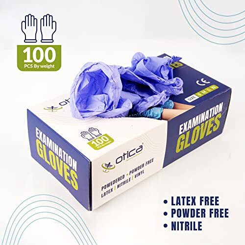 Otica Nitrile Hand Gloves|100 Pcs|Medical Grade 4G|Blue|Food Grade|Ce Approved|Non Sterile|Medical Examination|All-Purpose|Powder Free|Cleaning|Latex Free|Examination Gloves Pack Of 100(Large)