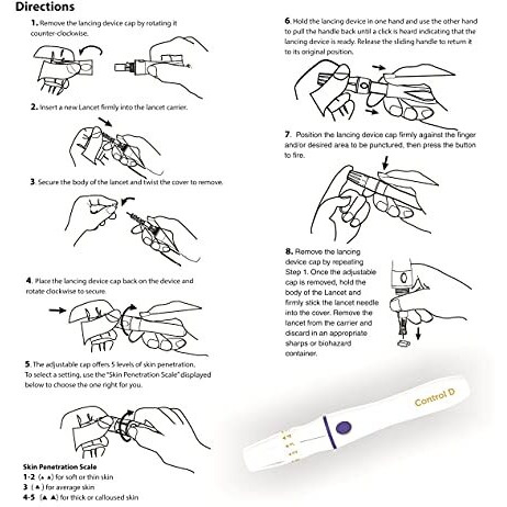 Control D Lancing Device & 100 Round Lancets, White