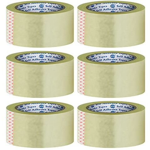 Vcr Self Adhesive Transparent Cello Tape - 65 Meters In Length - 48Mm / 2" Width - 6 Rolls Per Pack - Bopp Industrial Packaging Tape For E-Commerce Box Packing, Office And Home Use