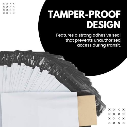 Securement Plastic Tamper Proof Polybag/Courier Bag With Pod For Packing, 51 Micron, 12 Inch X 16 Inch, White And Black, Pack Of 100