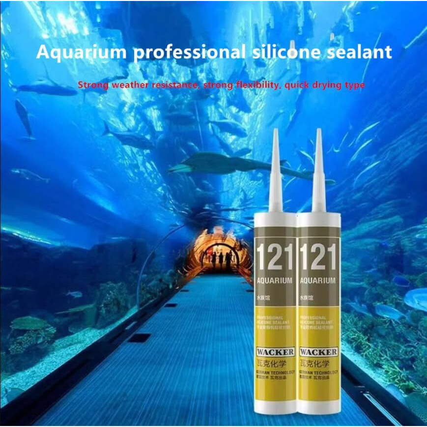 Wacker 121 Professional Aquarium, Fish Tank Silicone Sealant | Small To Large Tanks | Bonding, Gap Filling & Repair | Safe For Fish (310Ml - Clear)