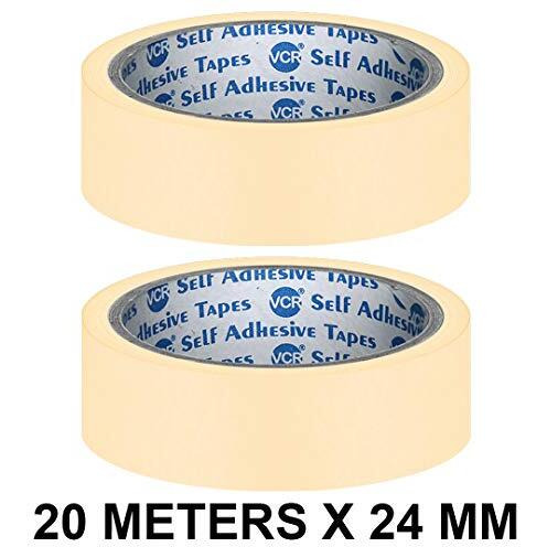 Vcr Masking Tape - 20 Meters In Length 24Mm / 1" Width - 2 Rolls Per Pack - Easy Tear Tape, Best For Carpenter, Labelling, Painting And Leaves No Residue After A Peel.