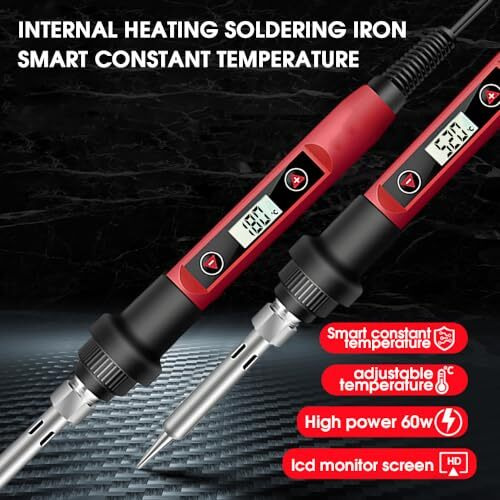 Serplex Soldering Iron Kit Set Soldering Iron 60 Watt Original 220V Soldering Kit Set Temperature Adjustable Soldering Iron Bit Set With Lcd Digital Display Electric Soldering Iron 5 Soldering Tips