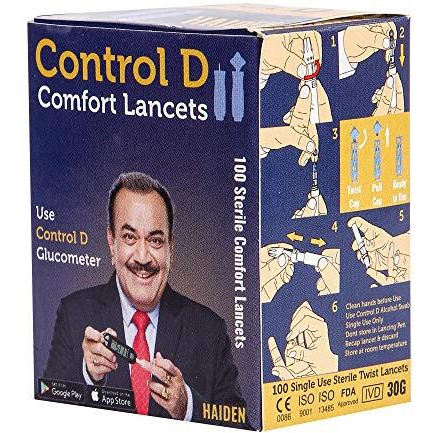 Control D Glucometer Round Comfort Blood Lancet 400 Pieces, Blue Round Comfort Lancet Needle, Round Glucometer Lancets