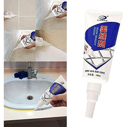 Hubture Waterproof Tile Gap Crack Filler Tube Paste, Filling Tile Space, Refresh & Paint Kit For Bathroom Shower Floor Tile Sealer For Ceramic Resin Metal Glass Home,Office,Toilets (Tiles Glue_180 Ml)