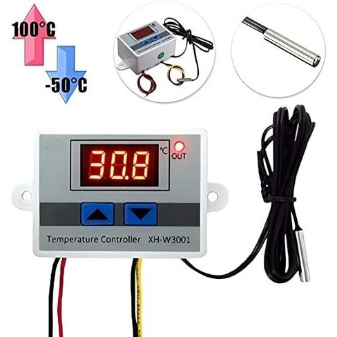 Hexonix Xh-W3001 Digital Display Temperature Controller 220V 10A | Led Temperature Controller With Thermostat Control Switch Probe - White