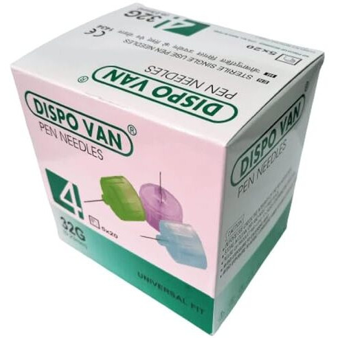 Dispovan Pen Needle 32G Universally Usable With All Pens, Dispovan Needle Pen Needle (Multicolor) Pack Of 50