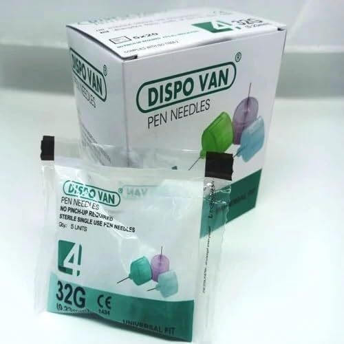 Dispovan Pen Needle 32G Universally Usable With All Pens, Dispovan Needle Pen Needle (Multicolor) Pack Of 50