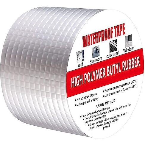 Qonetic Leakage Repair Waterproof Tape For Pipe Roof Water Solution Aluminium Foil Adhesive Sealing Butyl Rubber Tape, Sealing Tape For Leakage (Foil Tap 5M*2In)