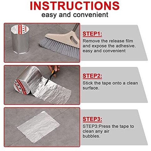 Qonetic Leakage Repair Waterproof Tape For Pipe Roof Water Solution Aluminium Foil Adhesive Sealing Butyl Rubber Tape, Sealing Tape For Leakage (Foil Tap 5M*2In)