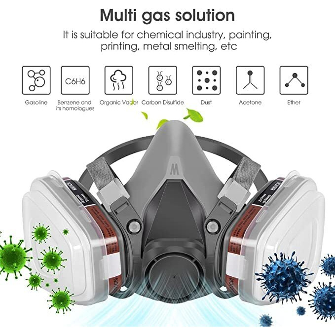 Mtroyaldia Reusable Half Face Cover - 6200 Half Respirator Face CoverFor Paint, Dust And Formaldehyde, Sanding, Polishing, Spraying,Against Dust, Chemicals
