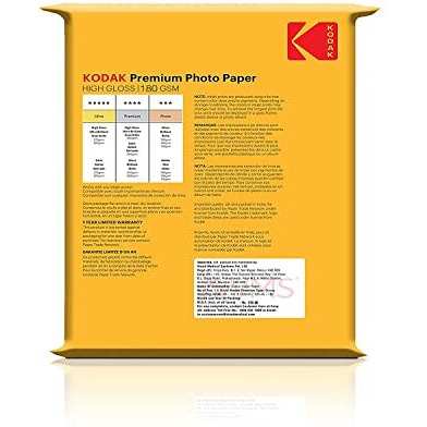 Kodak 180 Gsm 4R (4X6) Glossy Photo Paper  Water Resistant, Pack Of 100 Sheets, Compatible With All Inkjet Printers