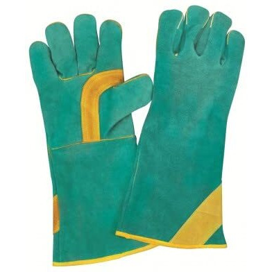 Jupiter Industries Animal Handling Leather Gloves Kevlar Gauntlet For Saftey Against Cats, Dogs, Reptile, Birds, Snakes (16 Inches - (Pack Of 1 Pair), Green-Yellow)