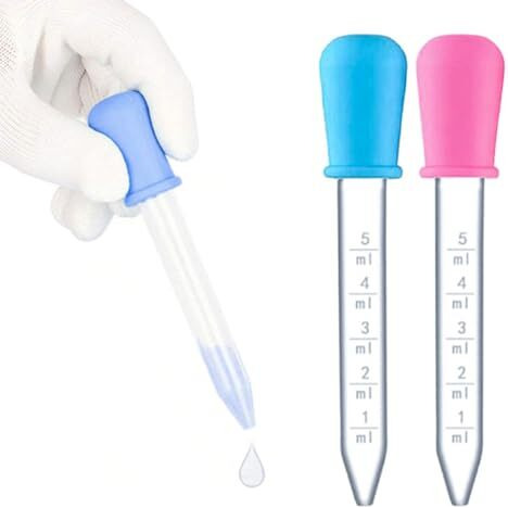 Hodaqe Liquid Dropper Silicone 2Pcs 5Ml Plastic Pipette Babies Eye Dropper Pipettes Transfer Eyedropper, Multicolor