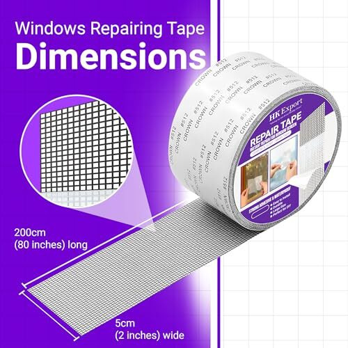 Hkexport Mosquito Net Patch Repair Tape, Window Screen Repair Tap, Strong Adhesive & Waterproof Window Mosquito Net Covering Mesh Tape For Door Tears Holes Screen Patch Repair (Pack Of 2 (Net Tape))