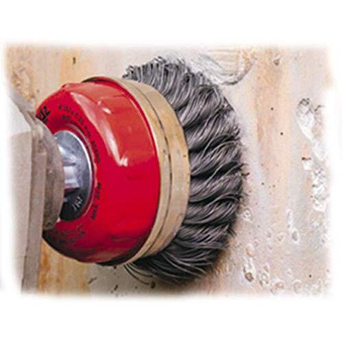 Inditrust Drill Attachment + Twisted 3" (75Mm) M-10 Thread Wire Cup Brush For Removing Rust, Paint As Well As For Polishing Wheel Brush