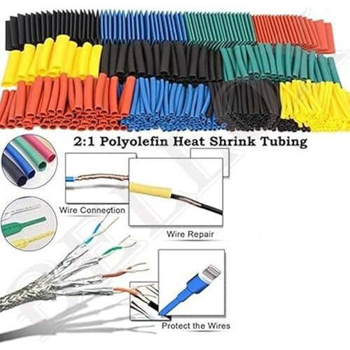 Divue Electrical Wire Cable Sleeving Wrap- 560Pieces Heat Shrink Tubing 21, Cable Wrap Assortment Electric Insulation Heat Shrink Tube Kit With Box(5 Colors/12 Sizes) Black, Red, Blue, Yellow, Green