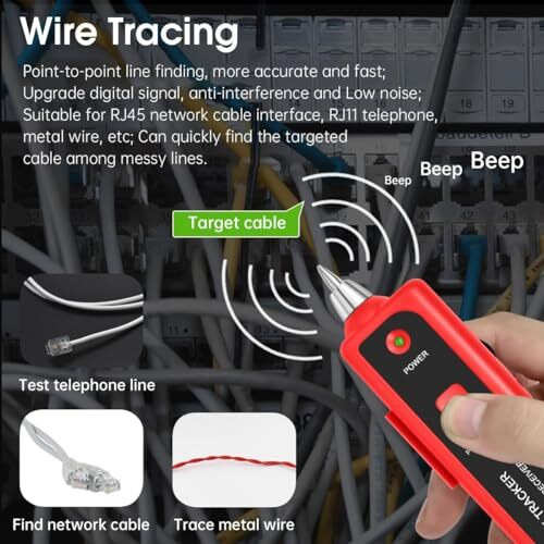 Coolcold Lan Tester | Wire Tracker, Tester, Cable Tracker, Rj11 Rj45 Line Finder Network Cable Tester For Lan Ethernet Cable Collation, Phone Telephone Line Tester With 2X 9V Batteries(Multicolor)