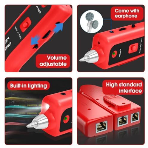 Coolcold Lan Tester | Wire Tracker, Tester, Cable Tracker, Rj11 Rj45 Line Finder Network Cable Tester For Lan Ethernet Cable Collation, Phone Telephone Line Tester With 2X 9V Batteries(Multicolor)