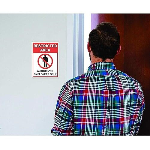 Clickforsign Res-Area-Sb-59(8X6) Restricted Area Authorized Employee Only Sign Board, 200 X 150 Mm