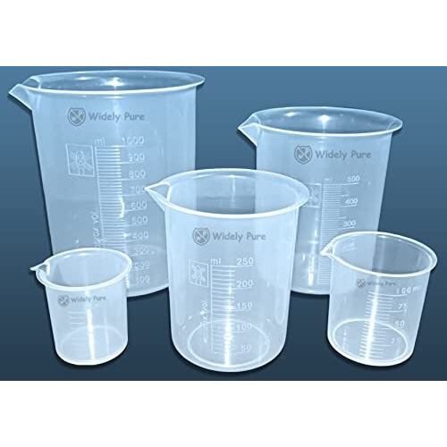 Widely Pure Transparent Plastic Measuring Beaker Set Combo 1000,500,250,100,50Ml For Laboratory