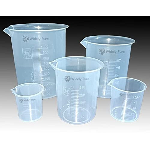 Widely Pure Transparent Plastic Measuring Beaker Set Combo 1000,500,250,100,50Ml For Laboratory