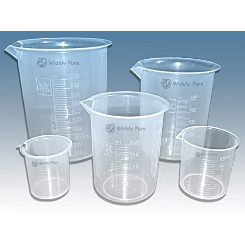 Widely Pure Transparent Plastic Measuring Beaker Set Combo 1000,500,250,100,50Ml For Laboratory