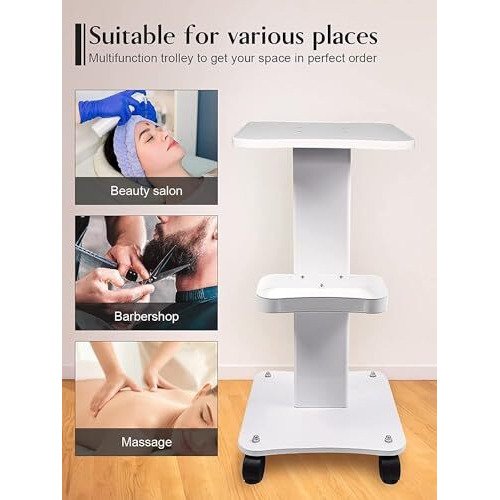 Kiyo Hydrafacial Machine Salon Roller Trolley Cart | Beauty Instrument Stand With Tray With Wheel, (Load 60Kg), Trolley For Beauty Or Medical Equipment