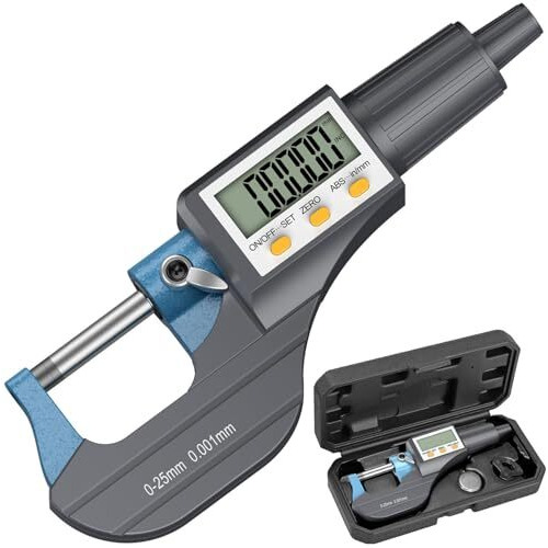 Skypearll Digital Micrometer, Digital Outside Micrometer 0-25 Mm Range With Lcd Display Screw Guage Ideal For Accurate Measuring Dimensions In Inches & Mm, +/-0.0001 Accuracy