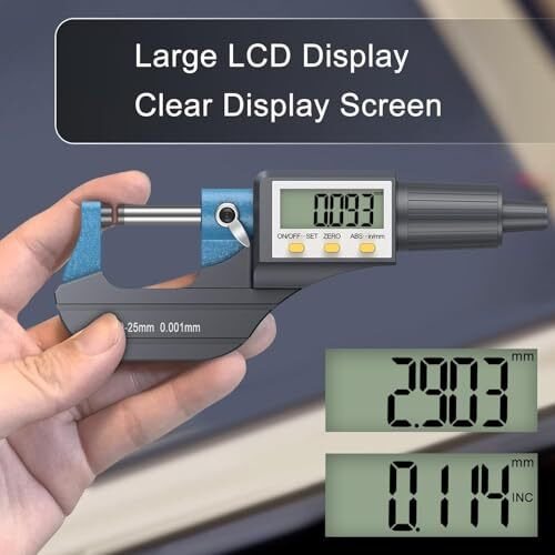 Skypearll Digital Micrometer, Digital Outside Micrometer 0-25 Mm Range With Lcd Display Screw Guage Ideal For Accurate Measuring Dimensions In Inches & Mm, +/-0.0001 Accuracy