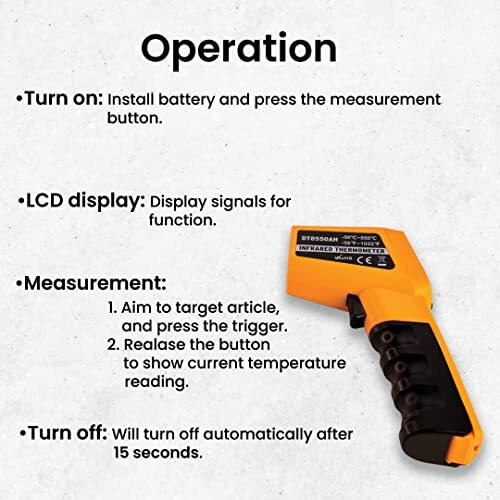 Thermomate Infrared Thermometer Non-Contact Digital Temperature Gun-50C To -550C (-58F To 1022F) Ir Thermometer For Industrial, Kitchen Cooking, Ovens