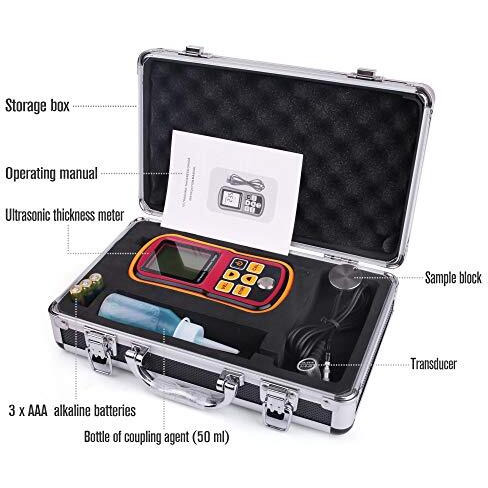 Lotfancy Ultrasonic Thickness Gauge, Digital Thickness Meter Tester, Range 1.2-220Mm With Hard Storage Box