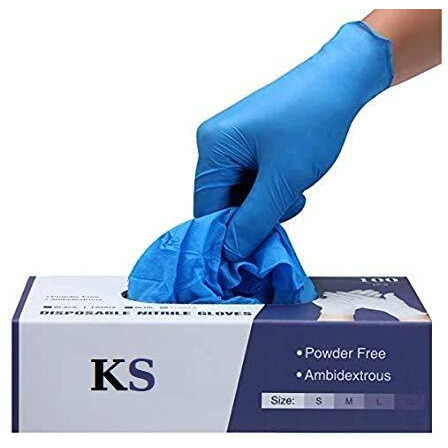 Kashi Surgicals Powder Free Nitrile Hand Gloves (Pack Of 50) Medium Food Grade, Non Tearable, Ce & Fda Approved, Made In Malaysia, Blue