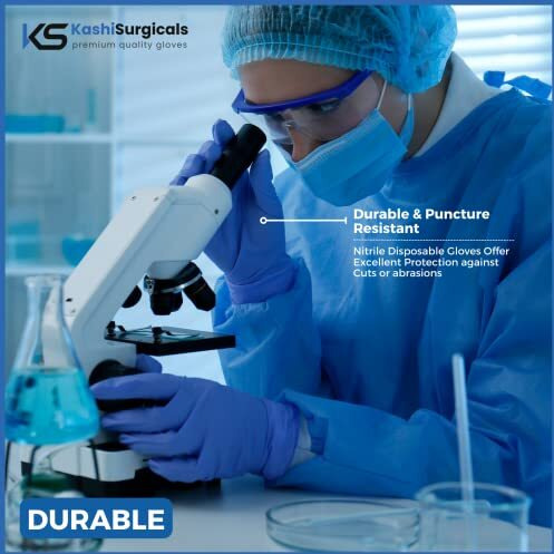 Kashi Surgicals Powder Free Nitrile Hand Gloves (Pack Of 50) Medium Food Grade, Non Tearable, Ce & Fda Approved, Made In Malaysia, Blue