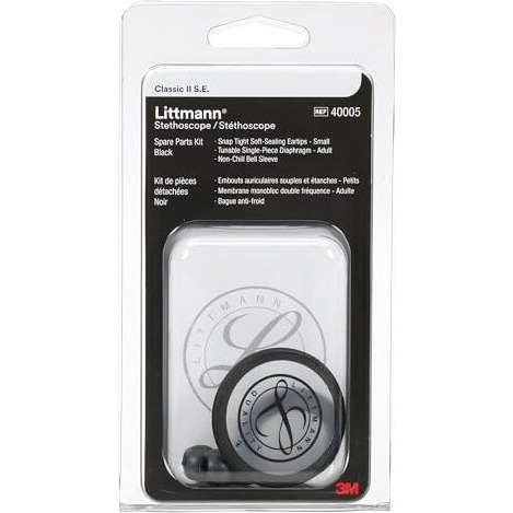 3M Littmann Stethoscope Spare Parts Kit, Classic Ii S.E., Black, 40005