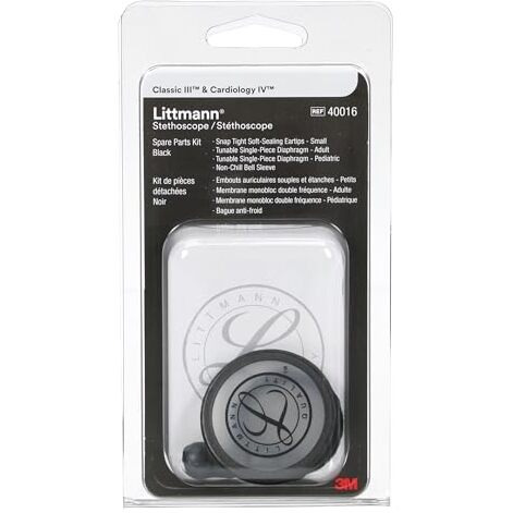 3M Littman Stock Code 70201174557 Littmann Stethoscope Spare Parts Kit, Classic Iii And Cardiology Iv, Black, 40016